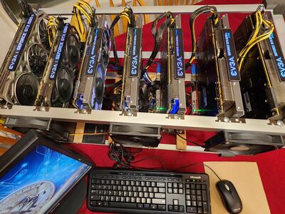 Complete Custom Built GPU Crypto Miner (2 x 1080 Ti, 5 x 1070 Ti) w/ 1300 W PS