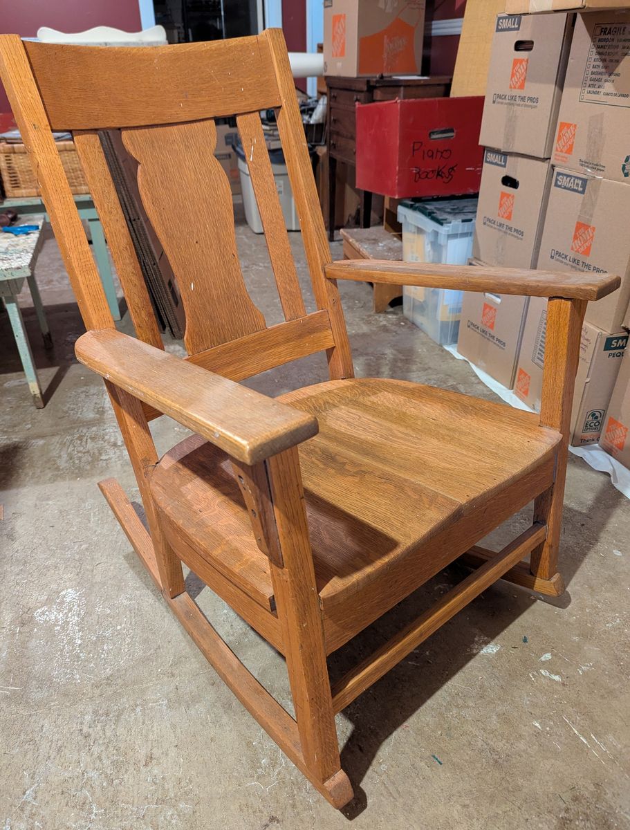 Beautiful Vintage Solid Oak Rocking Chair