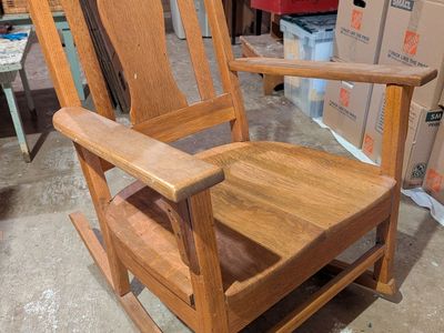 Beautiful Vintage Solid Oak Rocking Chair