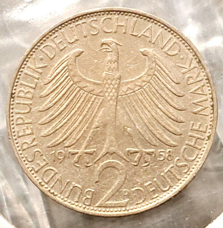 1958 'D' Germany 2 Mark Coin