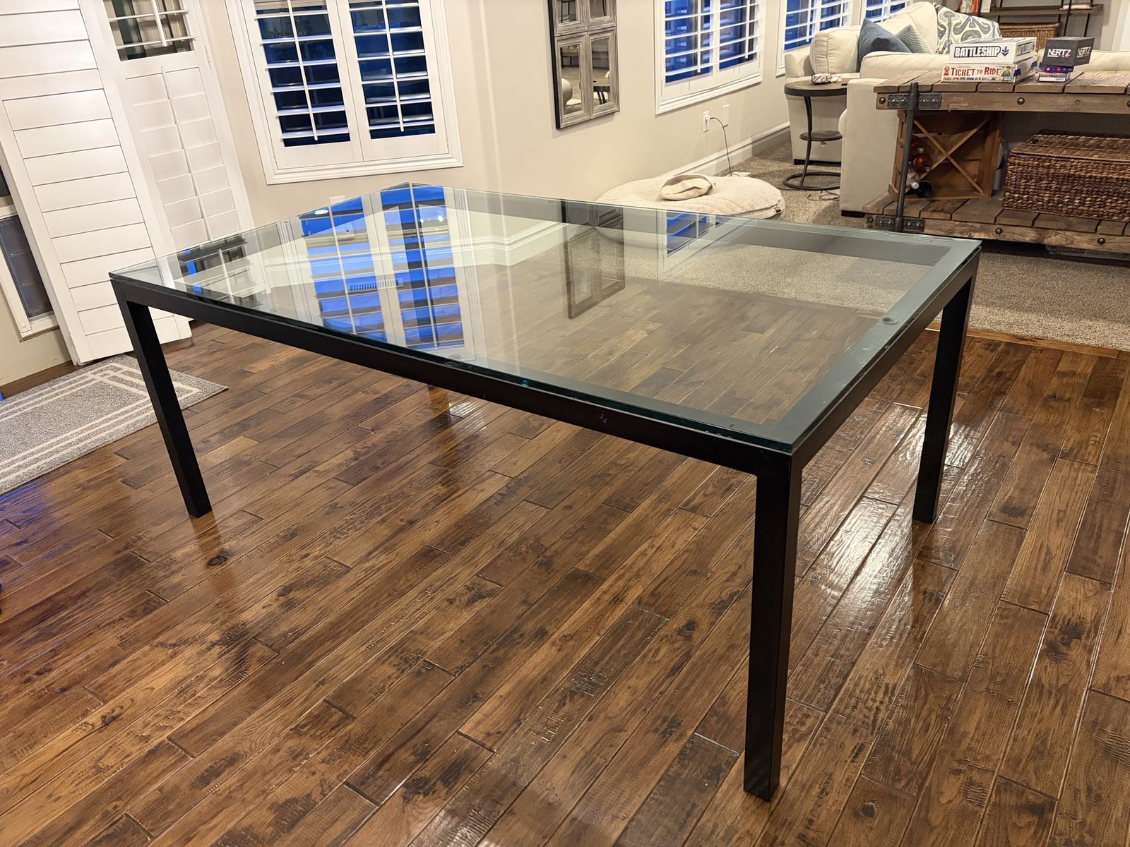 Crate & Barrel Glass Dinning Table!