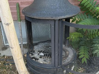 Outdoor Metal Chiminea Fire Pit with Mesh Screen Door