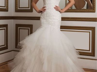 Justin Alexander 8827 Lace Mermaid Wedding Dress with Tulle Skirt