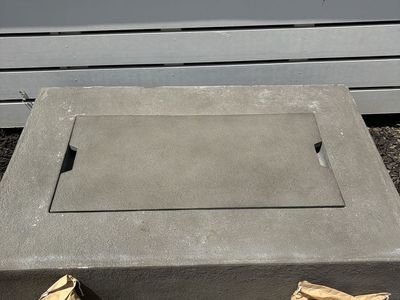 Gaspro Outdoor Fire Pit Table Concrete Look w/ Cover & Fire Glass - Used