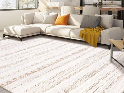 BRAND NEW 8x10 Washable Boho Large Neutral Soft Farmhouse Rug Stain Resistant Modern Moroccan
