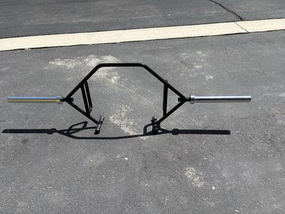Unbranded Olympic Hex Trap Bar Black/Silver for Deadlifts & Shrugs