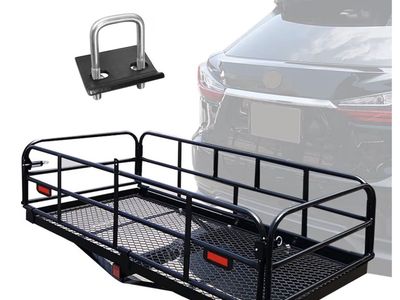 Hitch Mount Cargo Carrier 60" x 24" Folding Basket with Rails