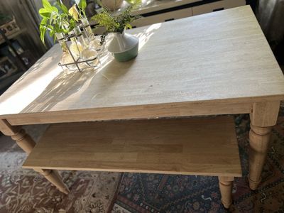 Solid Wood Farmhouse Table & Matching Bench - 5’ Long.