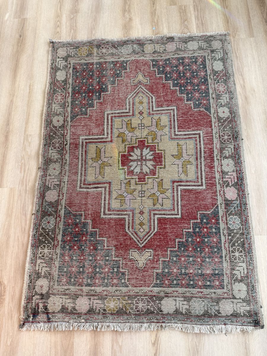 Handknitted Vintage Turkish Rug