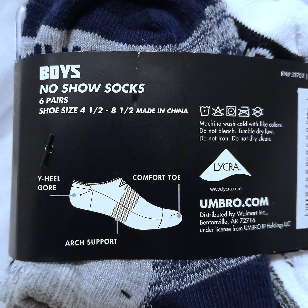 Boys No Show Socks, Shoes Size 4 1/2 - 8 1/2