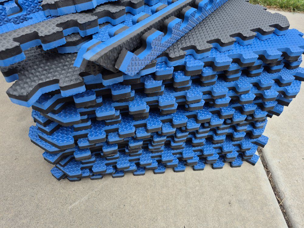 Clean Like-New! panels foam tiles puzzle floor mats 1" thick 24"x24" multicolor double-sided gym play yard exercise kids