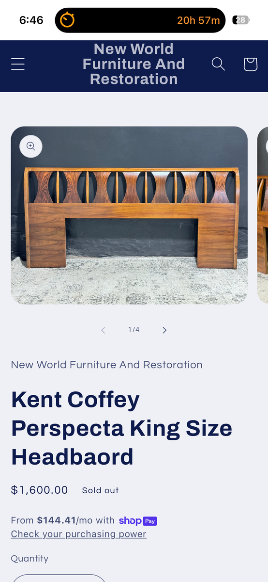 Stunning Mid Century Modern headboard- Kent Coffey Perspecta Full/Queen size Vintage MCM