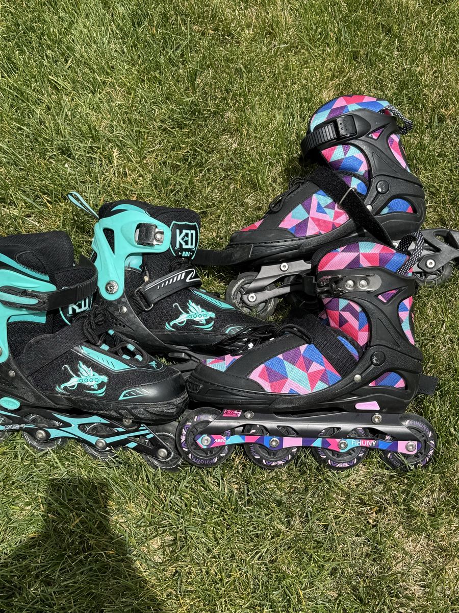 2 Pairs Adjustable Kids Inline Skates / Rollerblades