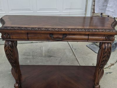 high end wood entry way table