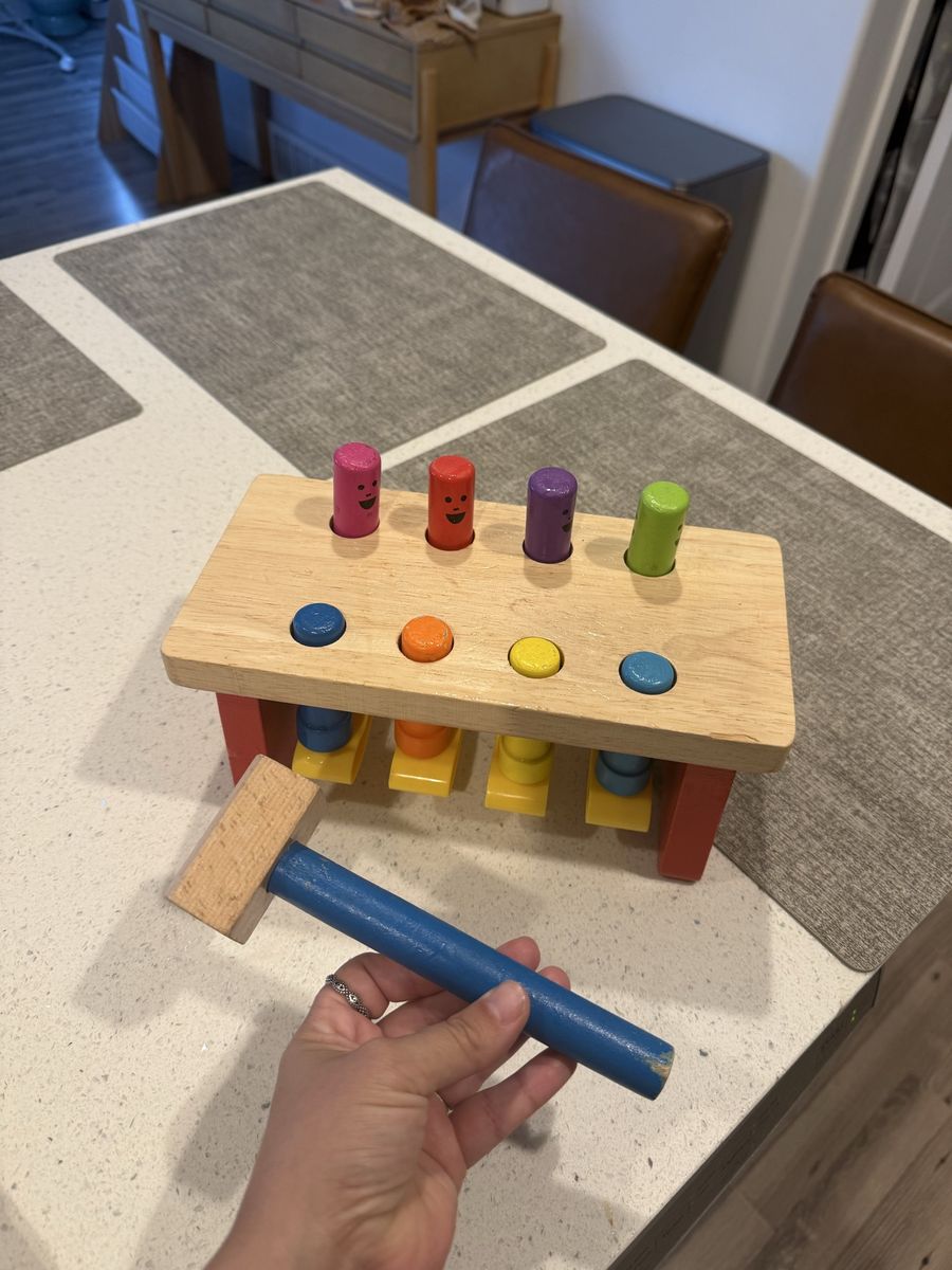 Wooden Pound-A-Peg Hammer Toy - Multicolor Blocks & Mallet, Educational Play for Toddlers