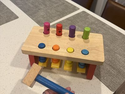 Wooden Pound-A-Peg Hammer Toy - Multicolor Blocks & Mallet, Educational Play for Toddlers