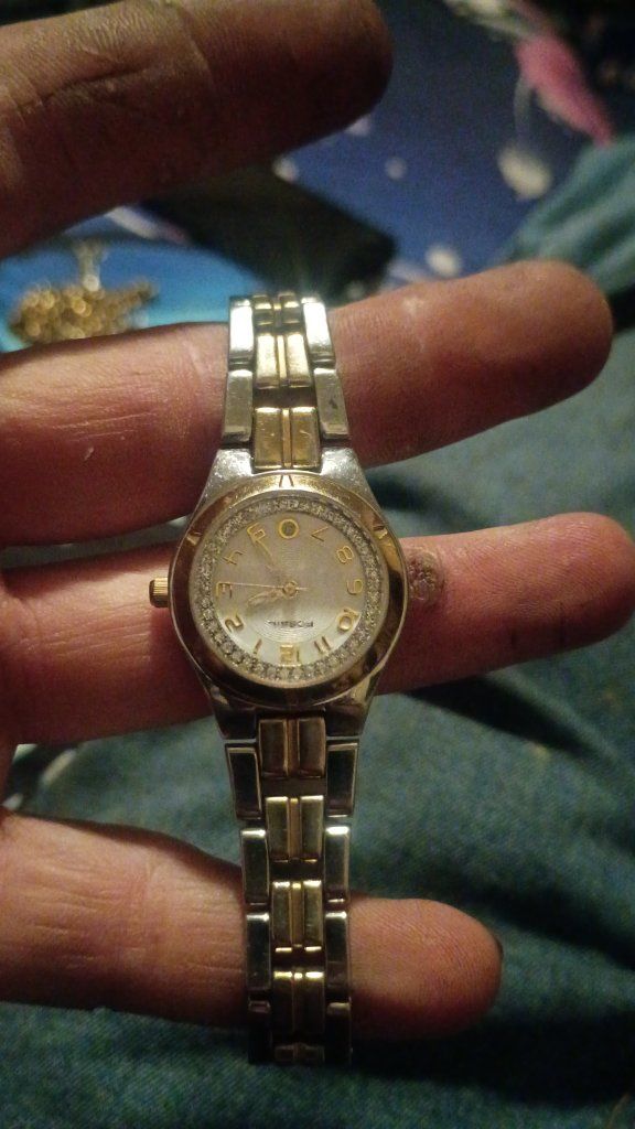 Fossil Two-Tone Crystal Bezel Watch - Gold & Silver Accents