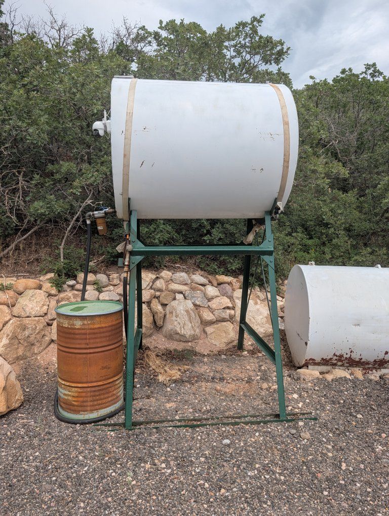 Overhead Fuel Storage Tank with Stand, Hose, and Filter