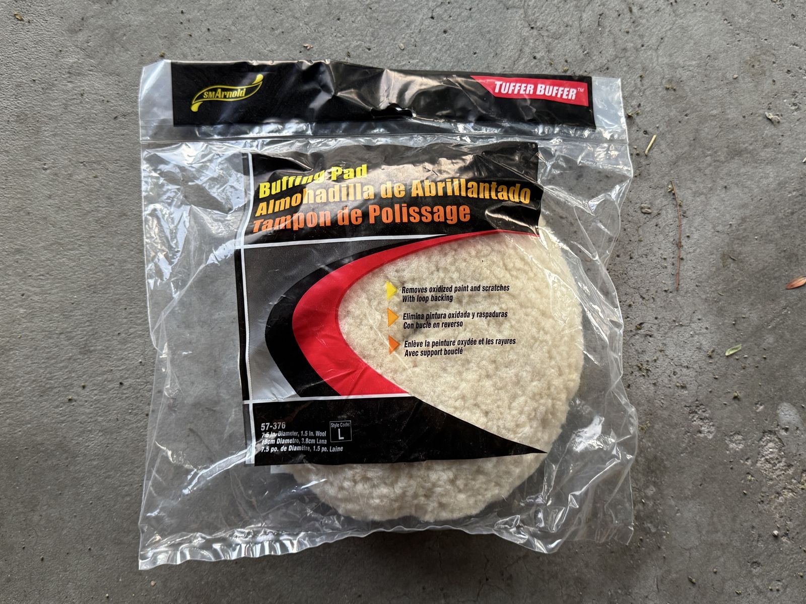 SM Arnold Tuffer Buffer 7.5" Wool Buffing Pad with Loop Backing - Removes Oxidized Paint & Scratches