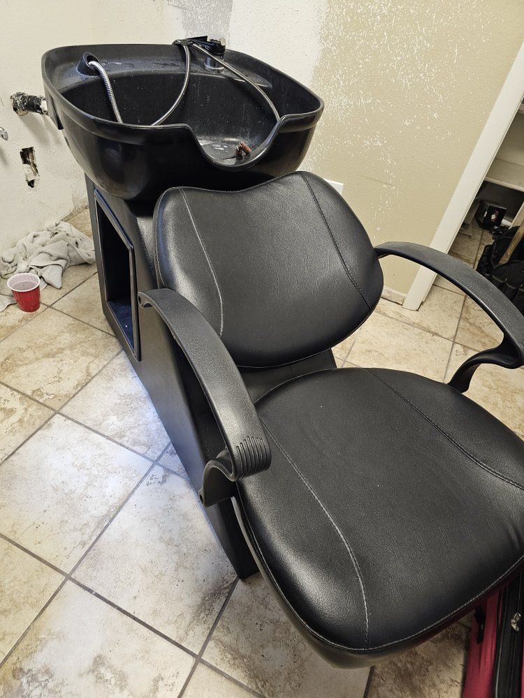 Salon Shampoo Backwash Bowl Sink with Reclining Chair Black and miscellaneous