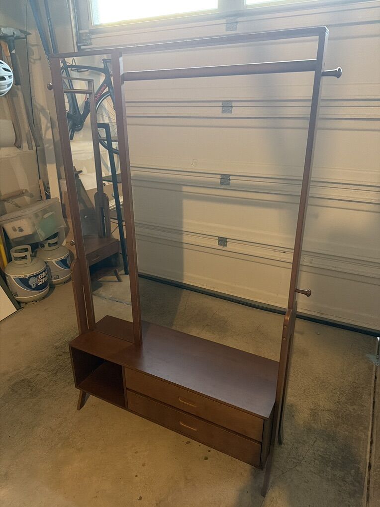 Large Freestanding Clothing Rack With Mirror