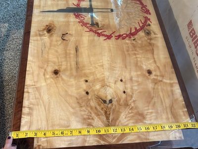 Custom Lord of the Rings Wood Coffee Table - 46" x 22" Live Edge Maple Top, Walnut Trim, Epoxy Finish
