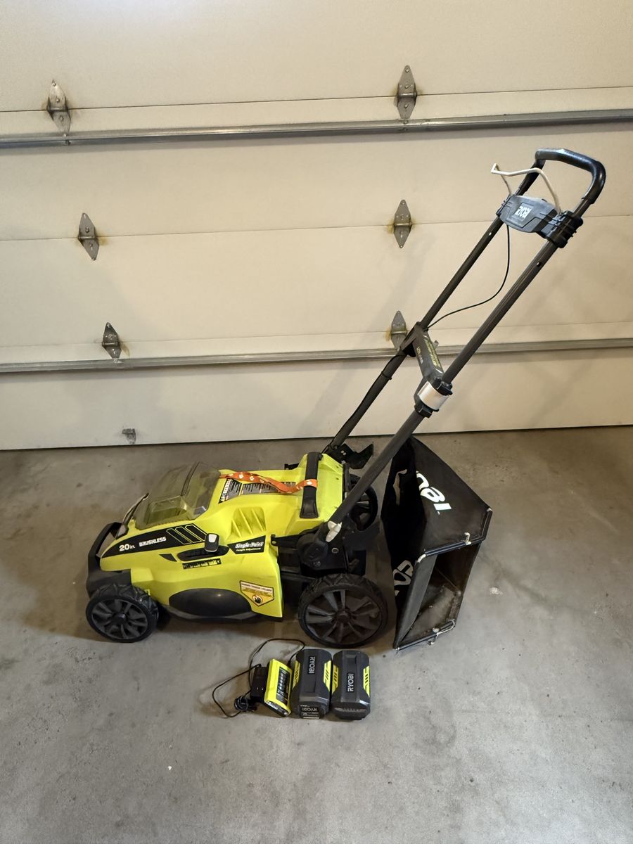 Ryobi 40V Brushless 20-Inch Cordless Lawn Mower with Batteries and Charger