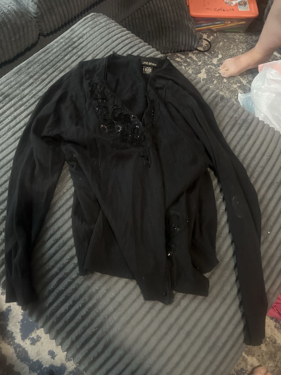 Lane Bryant Black Sequin Embellished Long Sleeve Top Size 18/20