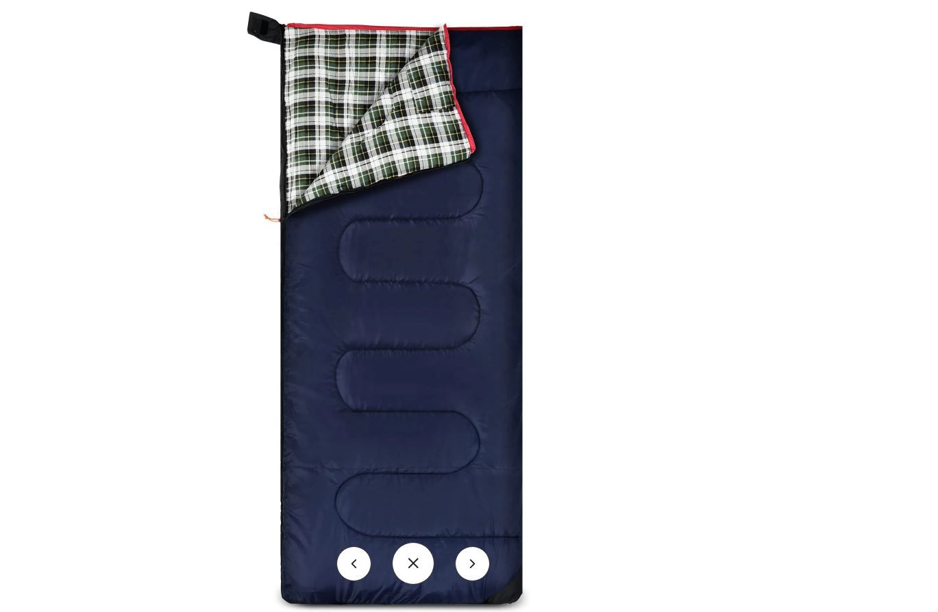 NEW! Flannel Lined, 4 Season Adult Cold Weather Envelope Sleeping Bag, 2lbs Filling, Navy Blue