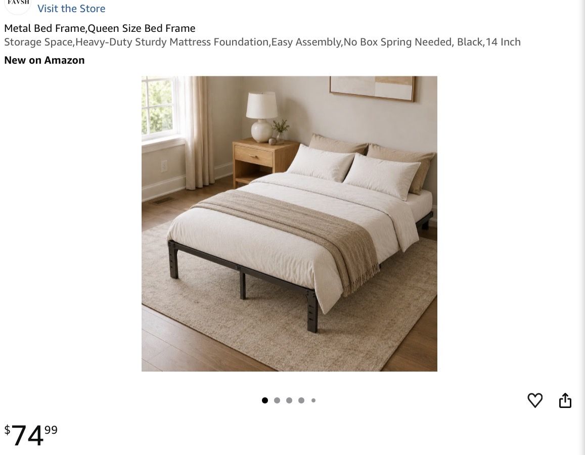 Queens bed frame- no boxspring needed.. New in box!!