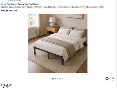 Queens bed frame- no boxspring needed.. New in box!!
