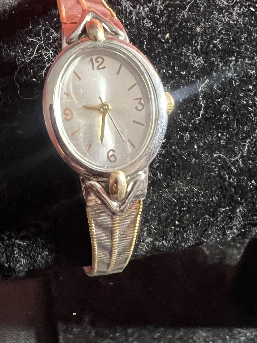 Vintage Gold & Silver Tone Cuff Watch - Ornate Design, Quartz Movement, Women's