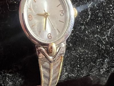 Vintage Gold & Silver Tone Cuff Watch - Ornate Design, Quartz Movement, Women's
