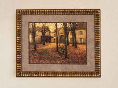 Large Framed Autumn Landscape Park Scene Artwork 43" x 35"
