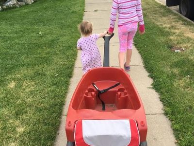 Radio Flyer Triple Play Wagon, 3-Seater, Red with Canopy - Good Condition