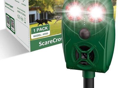 NEW Solar Ultrasonic Animal Repeller with Motion Sensor, Deer Repellent Devices with LED Light, Waterproof Cat Repellent Outdoor