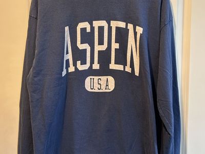 John Galt Aspen USA Blue Long Sleeve Graphic T-Shirt - Size XL