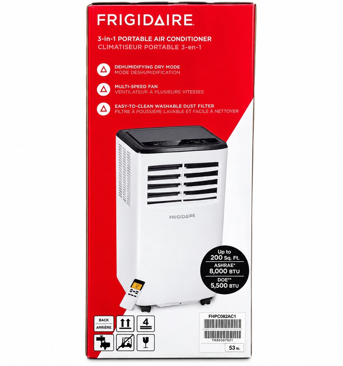 Frigidaire 3-in-1 Portable Air Conditioner 8,000 BTU - FHPC082AC1