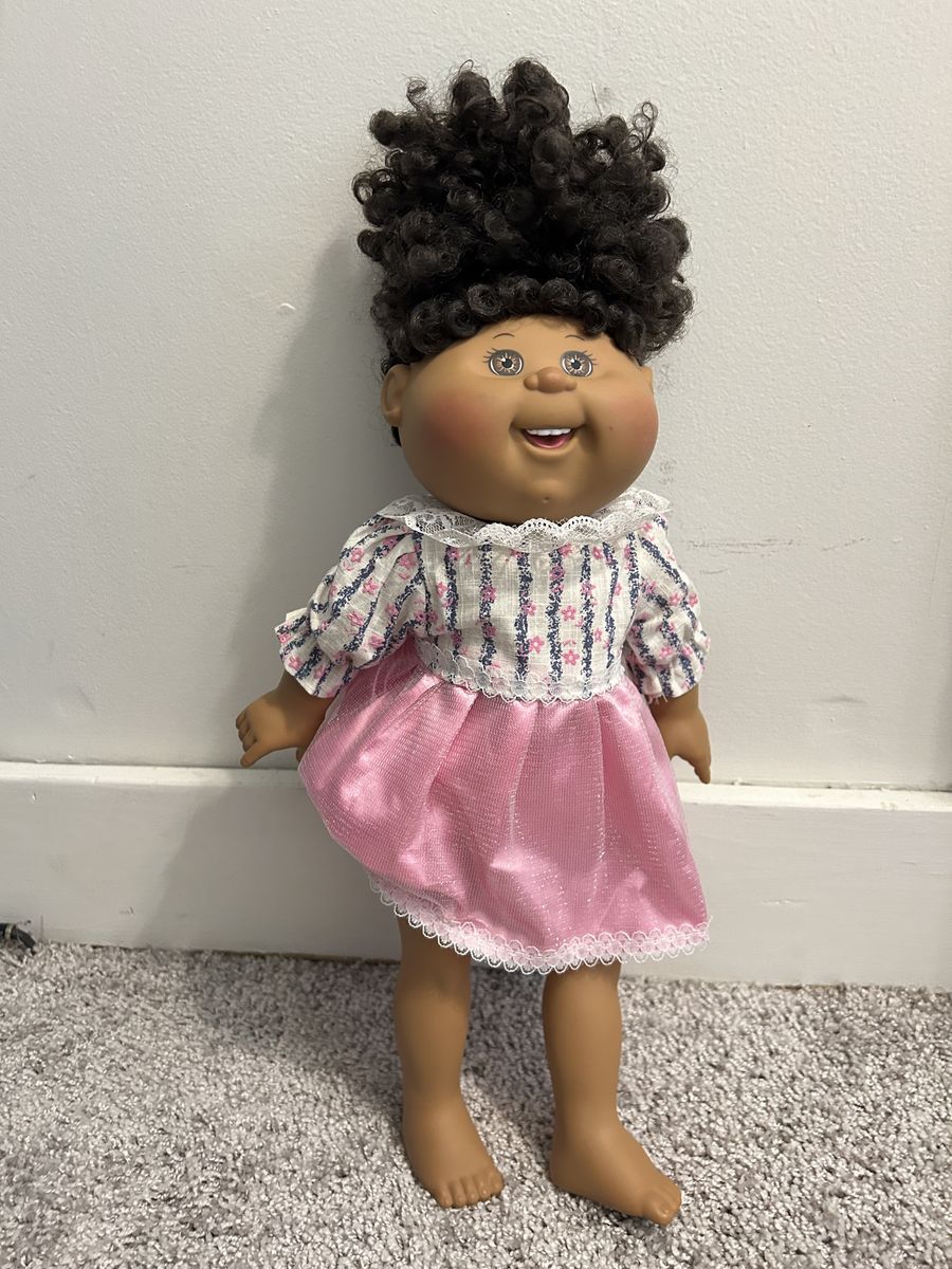 Cabbage Patch Kids 16" African American Doll with Curly Hair and Pink Dress (Xavier Roberts signature) 2015
