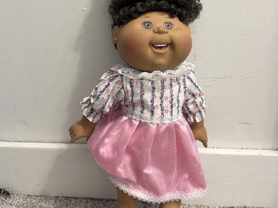 Cabbage Patch Kids 16" African American Doll with Curly Hair and Pink Dress (Xavier Roberts signature) 2015