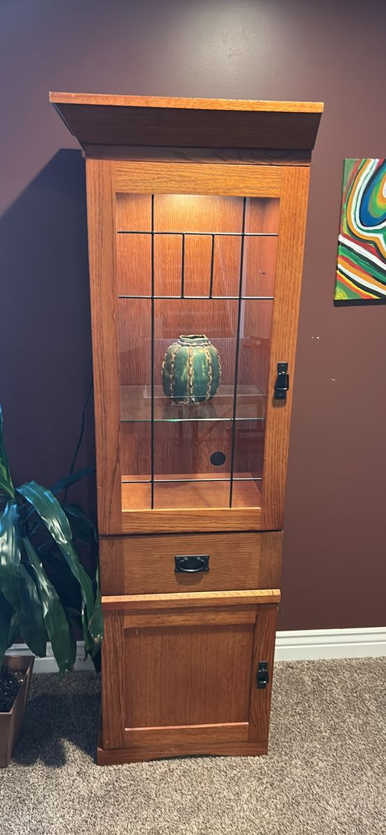 Pair of Mission Style Oak Display Cabinets