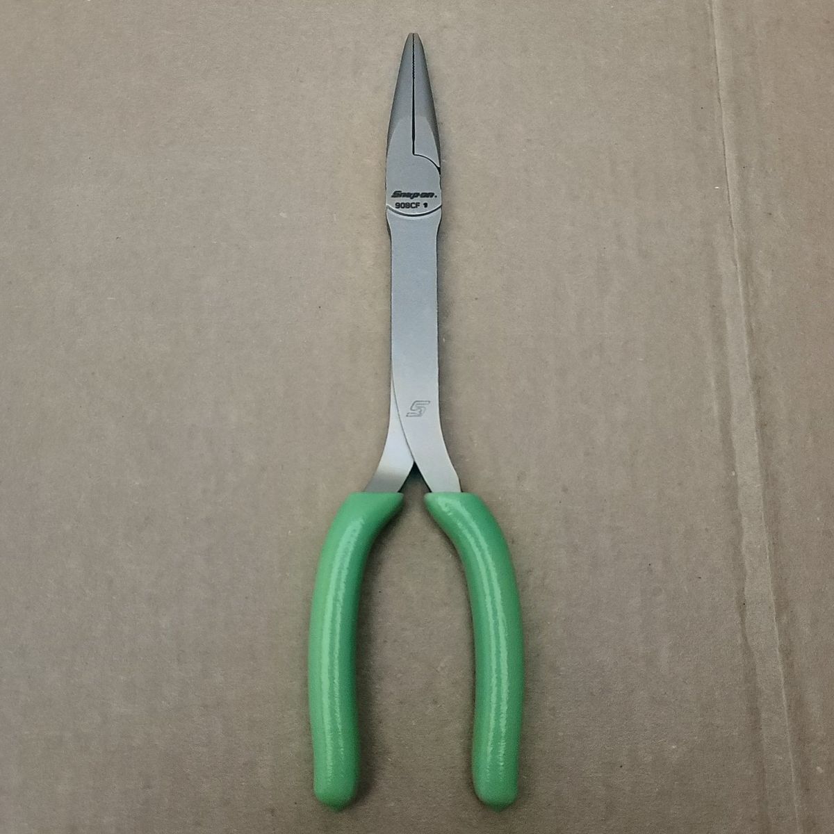 Snap-on 908CF 9" Talon Grip Stork Needle Nose Pliers - Green Handles, Made in USA