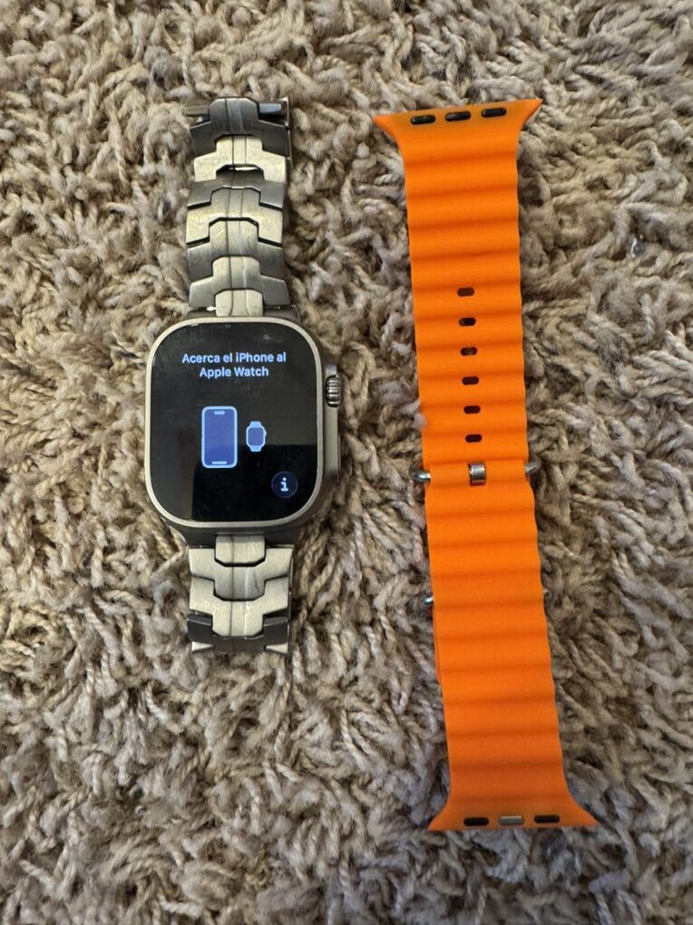 Apple Watch Ultra 2 With Titianiam And Orange Band
