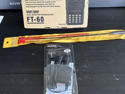 YAESU FT-60 VHF/UHF Dual Band FM Transceiver with SDD-13 Car Charger & Diamond SRH77CA Antenna