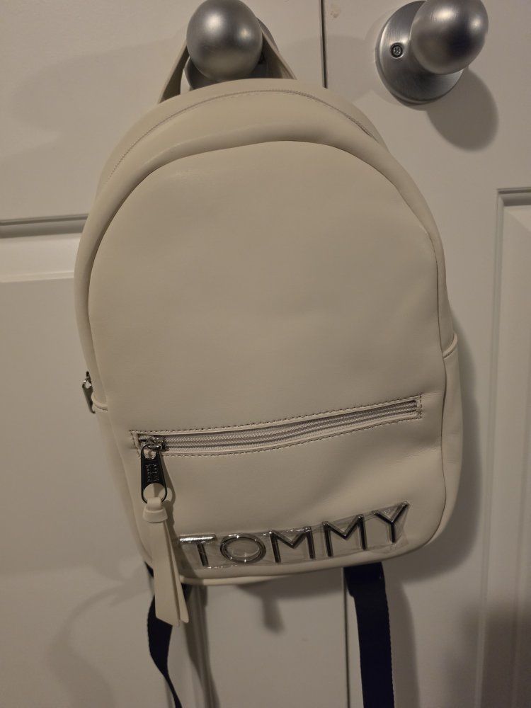 Tommy Hilfiger Women's Cream Faux Leather Mini Backpack NWT
