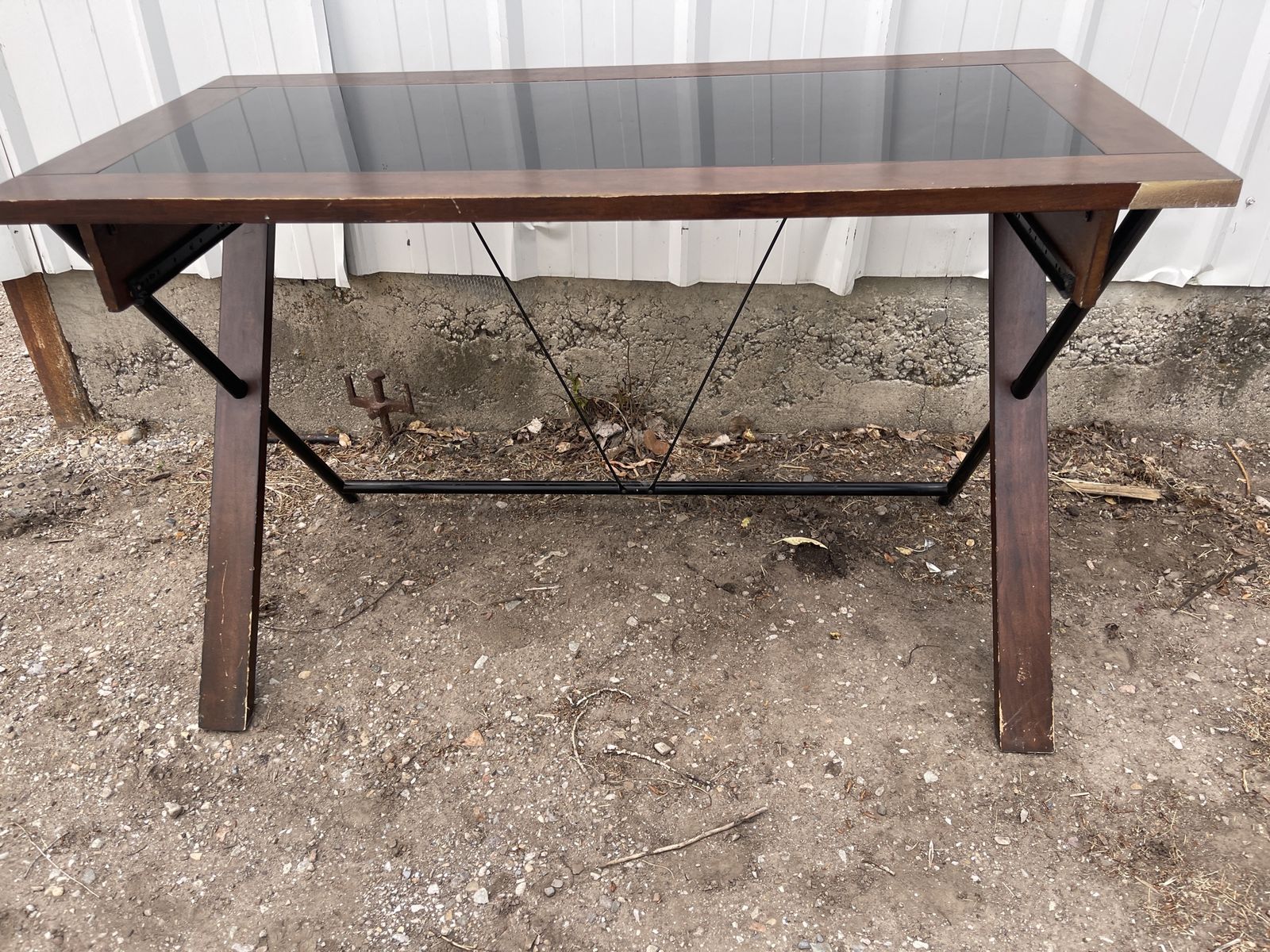 Vintage Mid-Century Modern Wood & Glass top desk