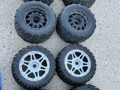 Lot of 8 RC Monster Truck Tires and Wheels Kyosho Proline 1/8 17MM HEX