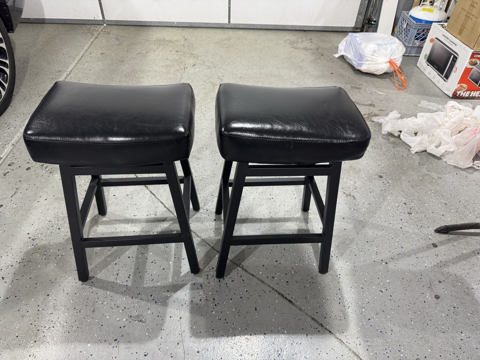 Pair of brand new Black Faux Leather 24-Inch Counter Height Bar Stools