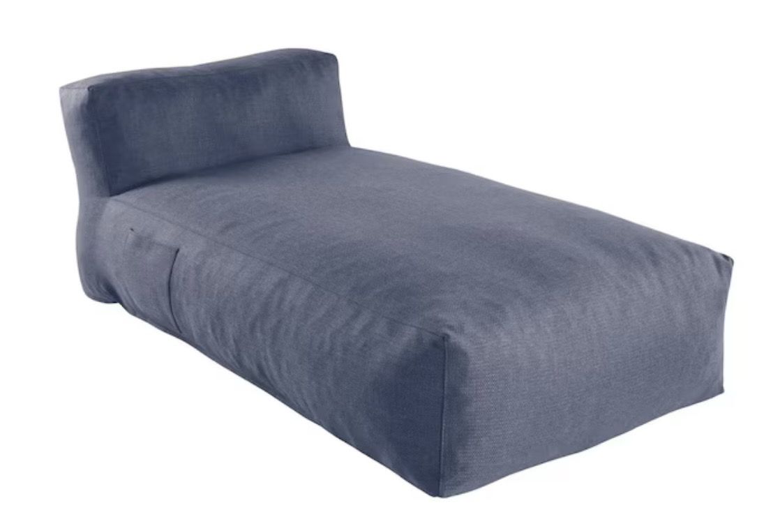eVita Olefin Outdoor Patio Chaise Lounge Chair with Cushion, Comfortable Sun Lounger for Backyard and Poolside, Denim Blue