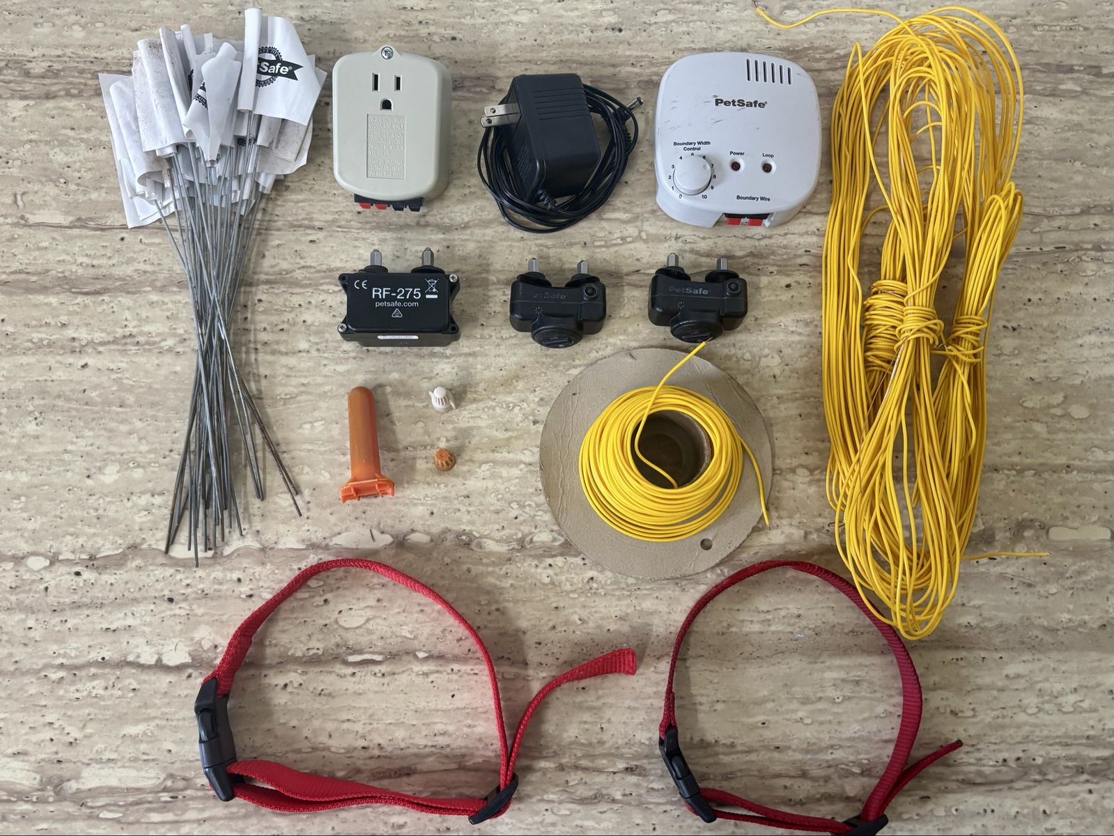 PetSafe Basic In-Ground Pet Fence System – 3 Receivers, 2 Collars, 500’ Wire, Flags & Accessories